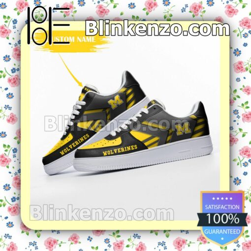 Personalized NCAA Michigan Wolverines Custom Name Nike Air Force Sneakers a