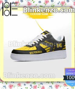 Personalized NCAA Michigan Wolverines Custom Name Nike Air Force Sneakers b