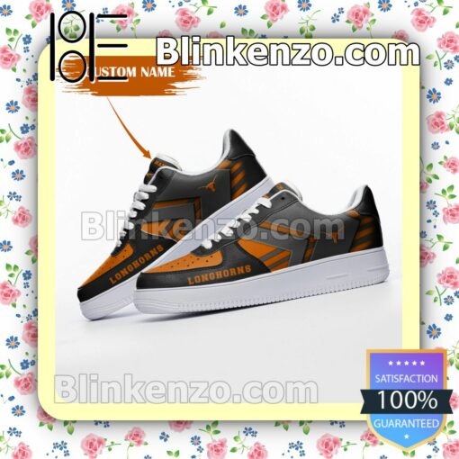 Personalized NCAA Texas Longhorns Custom Name Nike Air Force Sneakers a