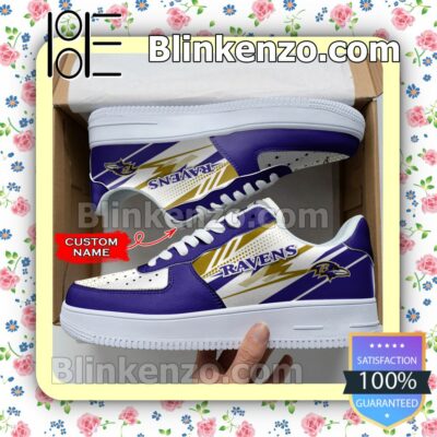 Personalized NFL Baltimore Ravens Custom Name Nike Air Force Sneakers a