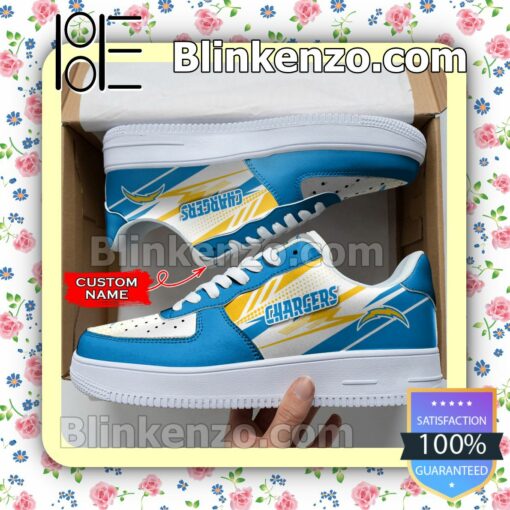 Personalized NFL Los Angeles Chargers Custom Name Nike Air Force Sneakers a