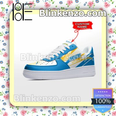 Personalized NFL Los Angeles Chargers Custom Name Nike Air Force Sneakers b