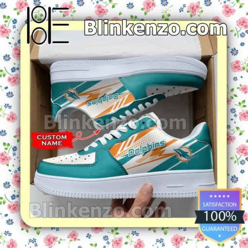 Personalized NFL Miami Dolphins Custom Name Nike Air Force Sneakers a