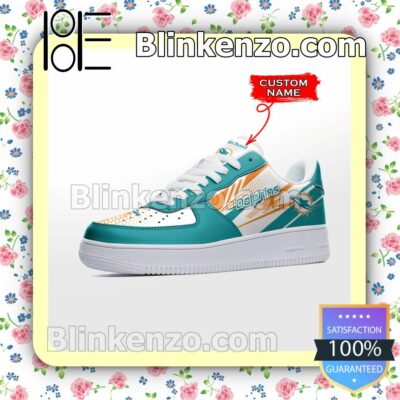 Personalized NFL Miami Dolphins Custom Name Nike Air Force Sneakers b
