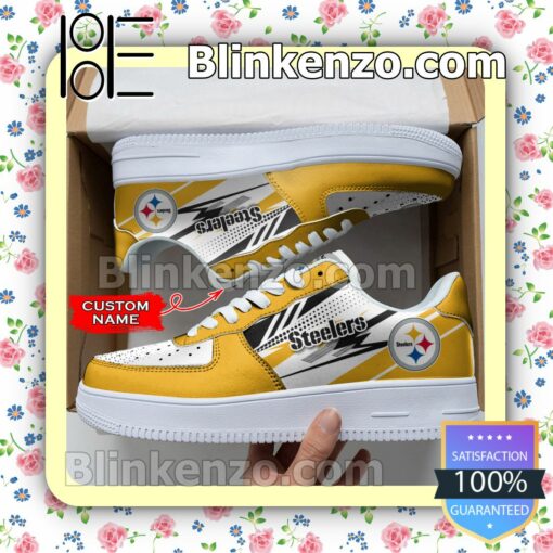 Personalized NFL Pittsburgh Steelers Custom Name Nike Air Force Sneakers a