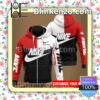 Personalized Nike Mix Color Red White And Black Full-Zip Hooded Fleece Sweatshirt