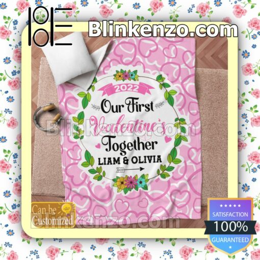 Personalized Our First Valentine's Together Soft Cozy Blanket x