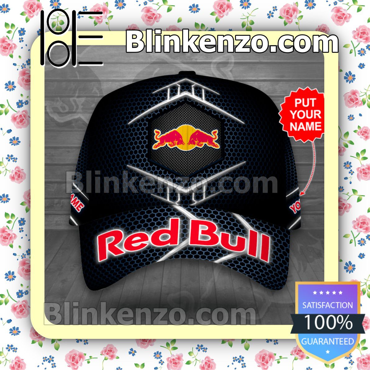 Popular Personalized Red Bull Hive Pattern Baseball Caps Gift For Boyfriend