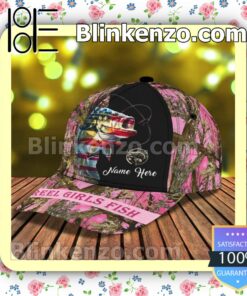 Personalized Reel Girl Fish American Flag Baseball Caps Gift For Boyfriend c