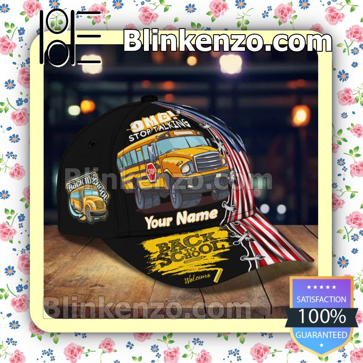 Awesome Personalized School Bus Back To School Welcome American Flag Baseball Caps Gift For Boyfriend
