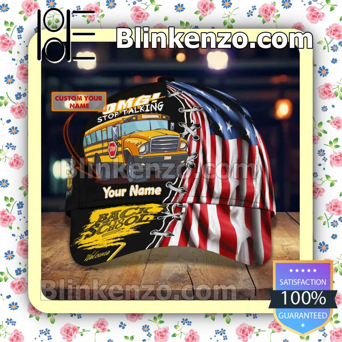 Only For Fan Personalized School Bus Back To School Welcome American Flag Baseball Caps Gift For Boyfriend