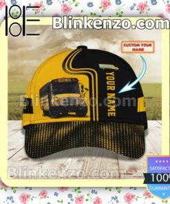Personalized School Bus Black And Yellow Baseball Caps Gift For Boyfriend