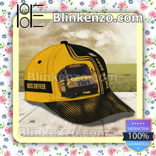 Personalized School Bus Black And Yellow Baseball Caps Gift For Boyfriend b