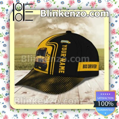 Personalized School Bus Black And Yellow Baseball Caps Gift For Boyfriend c