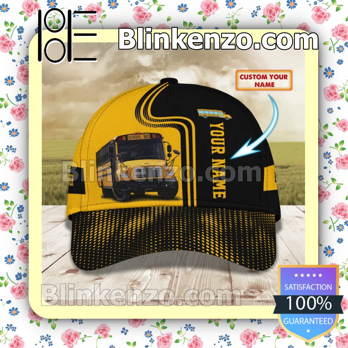 Personalized School Bus Black And Yellow Baseball Caps Gift For Boyfriend