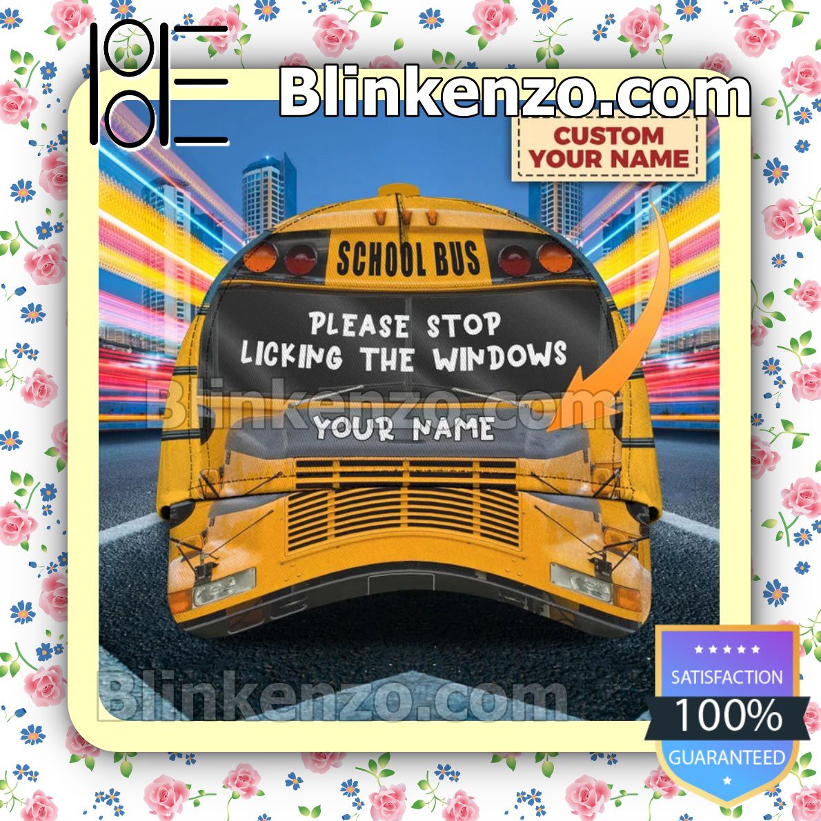 Personalized School Bus Please Stop Licking The Windows Baseball Caps Gift For Boyfriend
