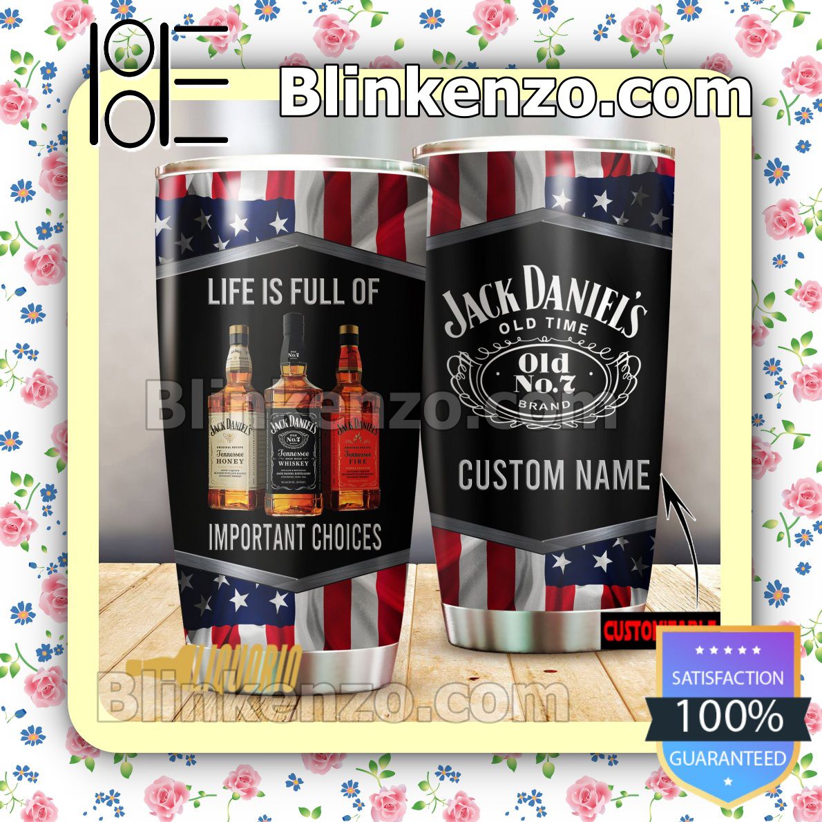 Personalized USA Flag Jack Daniel's 30 20 Oz Tumbler