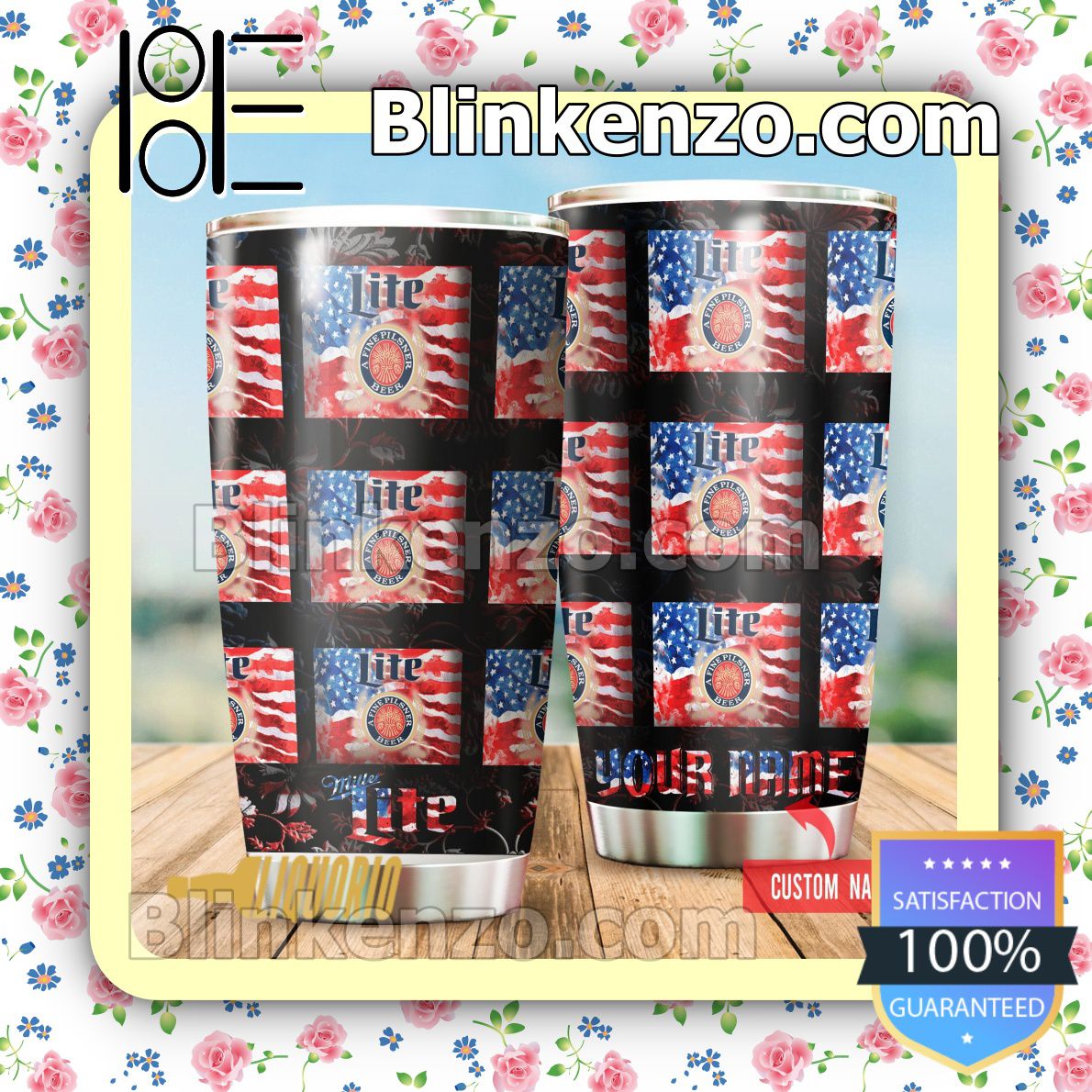 Personalized USA Flag Lite Beer 30 20 Oz Tumbler