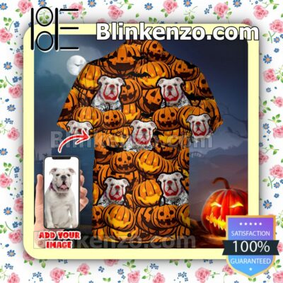 Pet Custom Photo Pumpkin Halloween Collar Shirt a