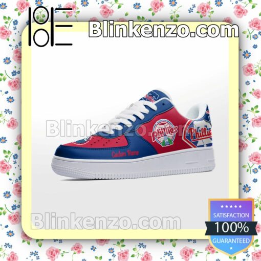 Philadelphia Phillies Mascot Logo MLB Baseball Nike Air Force Sneakers a