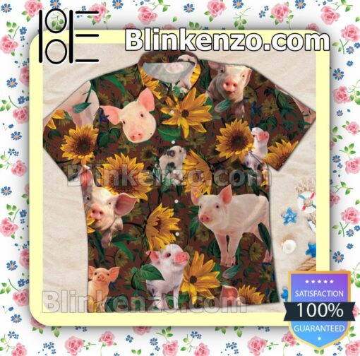 Pig Sunflower Summer Beach Shirt b