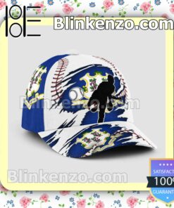Pitching Connecticut Flag Pattern Classic Hat Caps Gift For Men