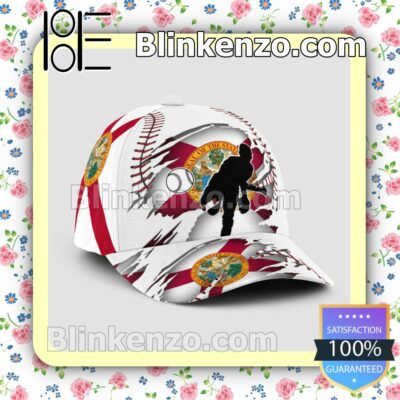 Pitching Florida Flag Pattern Classic Hat Caps Gift For Men