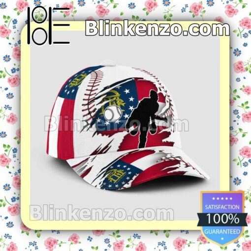 Pitching Georgia Flag Pattern Classic Hat Caps Gift For Men