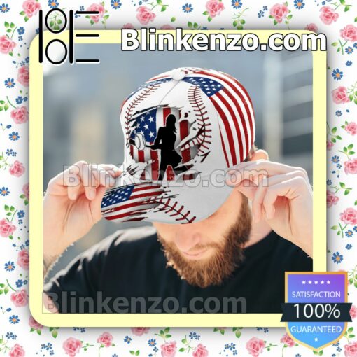 Pitching Girl Version American Flag Pattern Classic Hat Caps Gift For Men b
