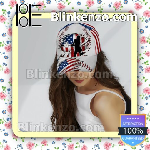Pitching Girl Version American Flag Pattern Classic Hat Caps Gift For Men c