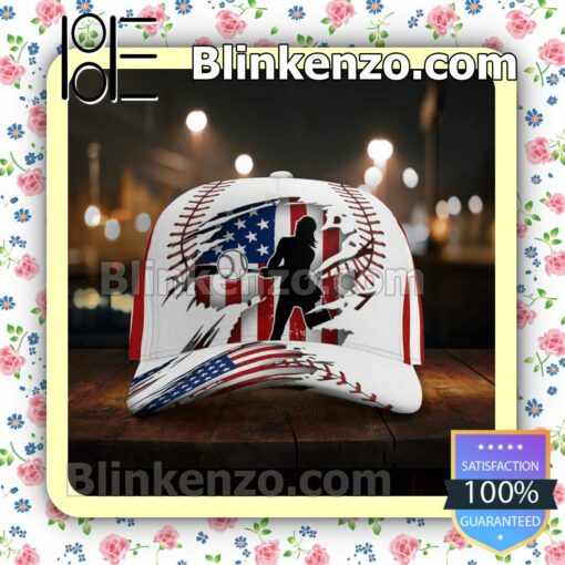 Pitching Girl Version American Flag Pattern Classic Hat Caps Gift For Men x