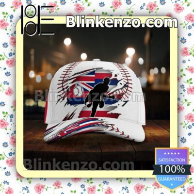Pitching Hawaii Flag Pattern Classic Hat Caps Gift For Men x