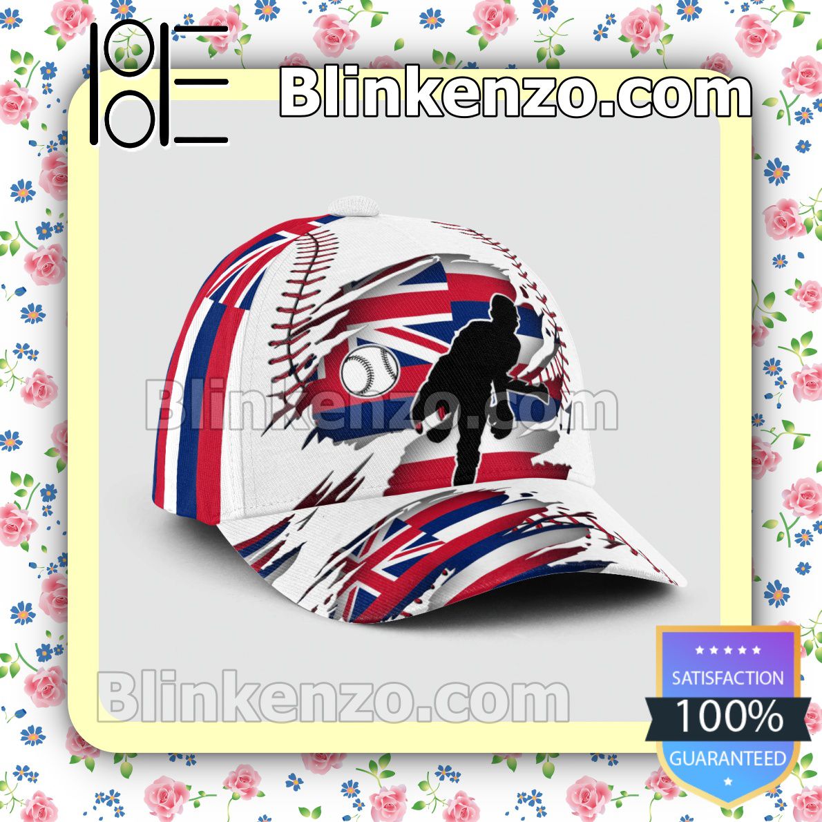 Pitching Hawaii Flag Pattern Classic Hat Caps Gift For Men