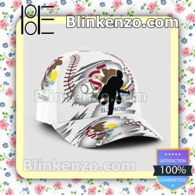 Pitching Illinois Flag Pattern Classic Hat Caps Gift For Men