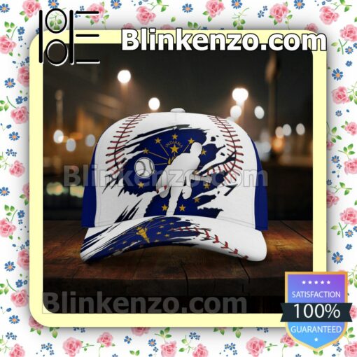 Pitching Indiana Flag Pattern Classic Hat Caps Gift For Men x