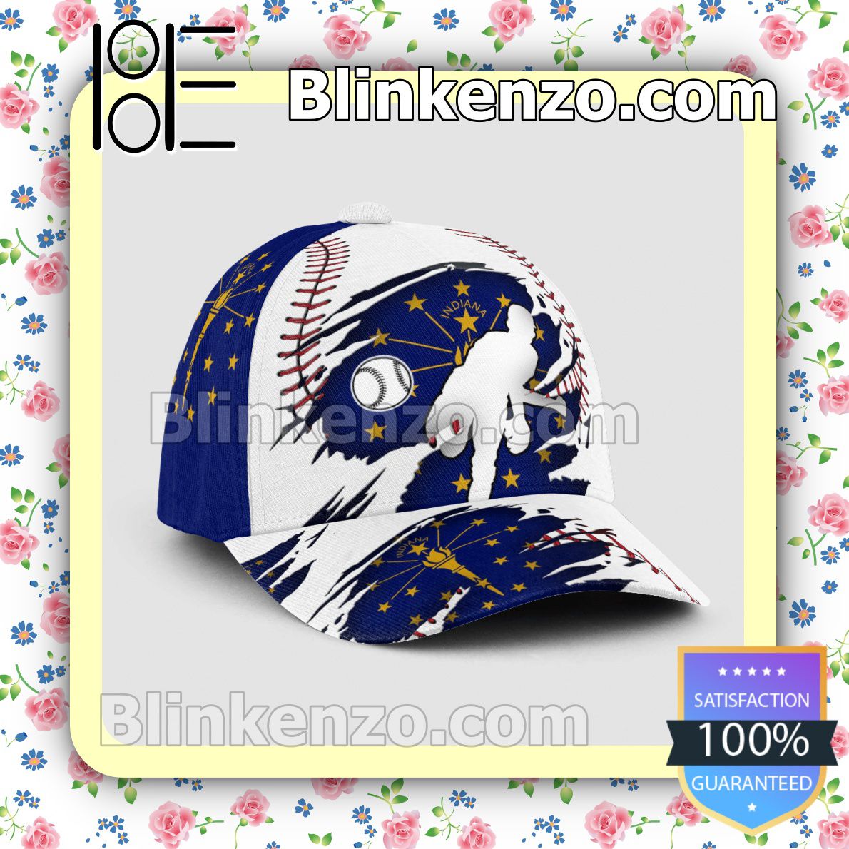 Pitching Indiana Flag Pattern Classic Hat Caps Gift For Men