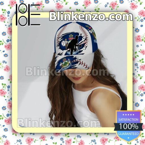 Pitching Maine Flag Pattern Classic Hat Caps Gift For Men c
