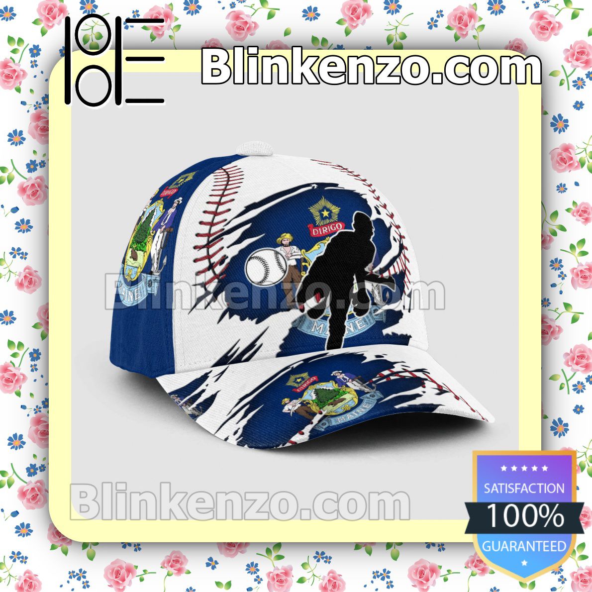 Pitching Maine Flag Pattern Classic Hat Caps Gift For Men