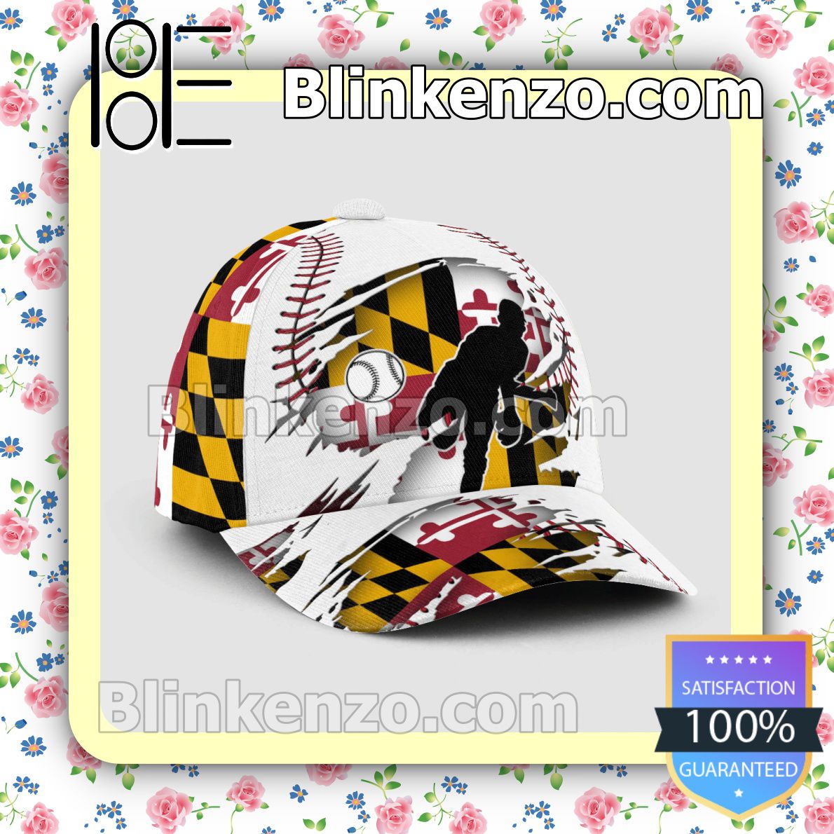 Pitching Maryland Flag Pattern Classic Hat Caps Gift For Men
