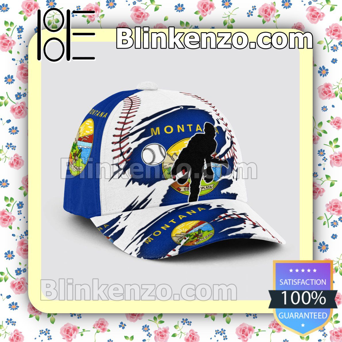 Pitching Montana Flag Pattern Classic Hat Caps Gift For Men