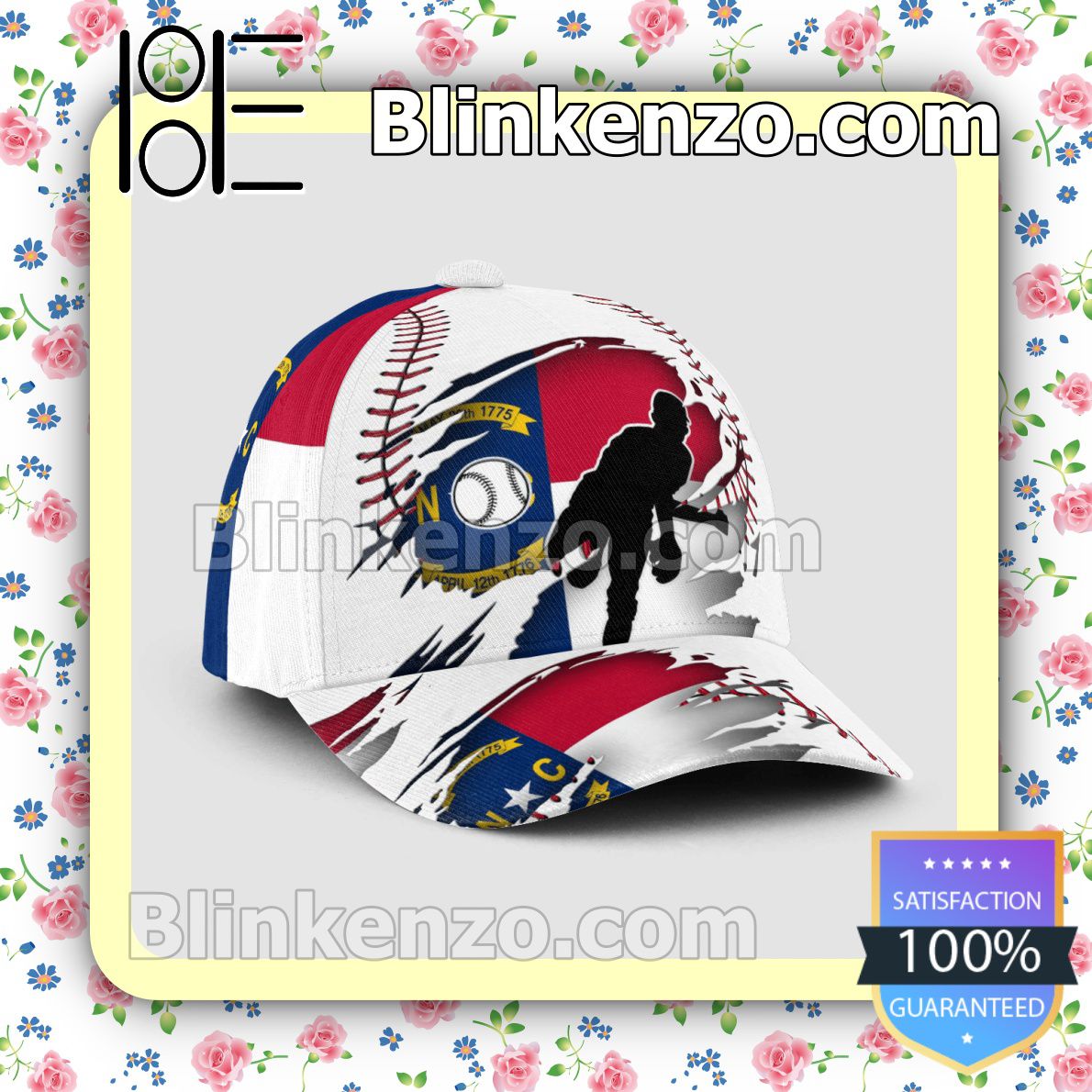 Pitching North Carolina Flag Pattern Classic Hat Caps Gift For Men