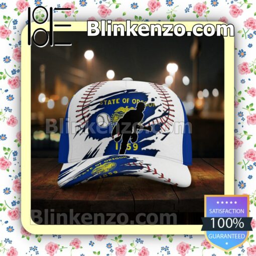 Pitching Oregon Flag Pattern Classic Hat Caps Gift For Men x