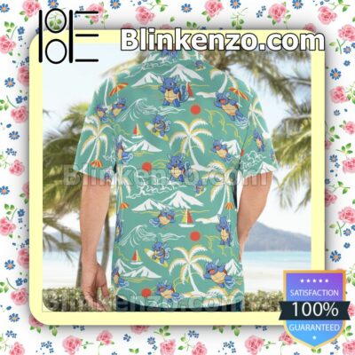 Pokemon Wartortle Surfing Casual Button Down Shirts a