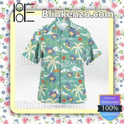 Pokemon Wartortle Surfing Casual Button Down Shirts b