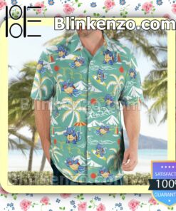 Pokemon Wartortle Surfing Casual Button Down Shirts c