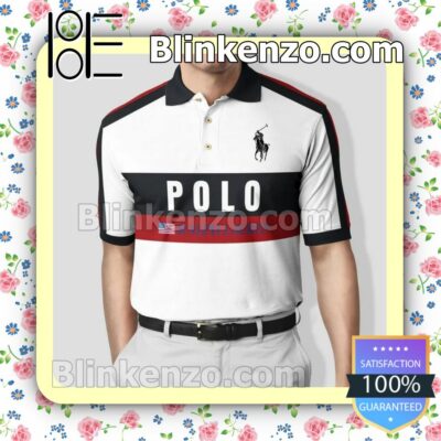 Polo Ralph Lauren American Flag Red And Black Stripes White Custom Polo Shirt