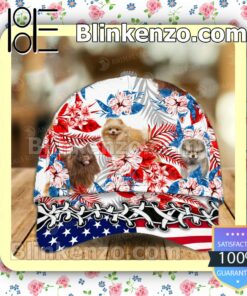 Pomeranian American Flag Classic Caps