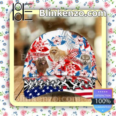 Pomeranian American Flag Classic Caps
