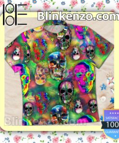 Psychedelic Skull Trippy Summer Beach Shirt a