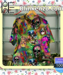 Psychedelic Skull Trippy Summer Beach Shirt b